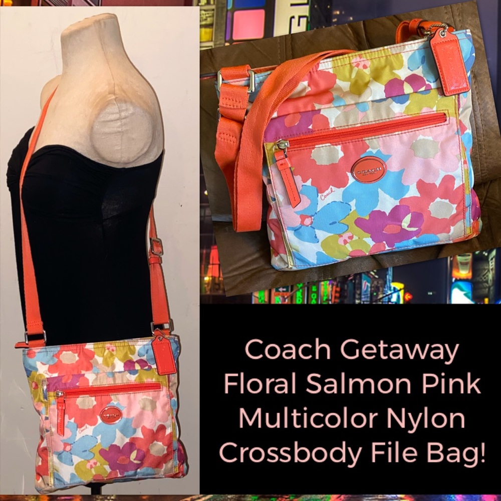 COACH Getaway Floral Nylon Crossbody File Bag!